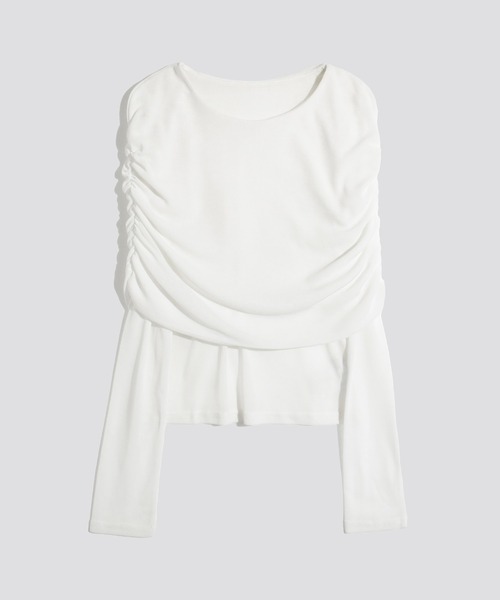 kiehtova（キエトヴァ）の「【kiehtova】SHEER COVER LONG TOPS/シアーカバーロングトップス KTWR21（Tシャツ/カットソー・レディース・ホワイト/ブラック・FREE）」の5枚目の写真