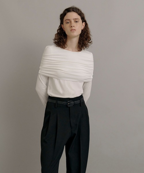 kiehtova（キエトヴァ）の「【kiehtova】SHEER COVER LONG TOPS/シアーカバーロングトップス KTWR21（Tシャツ/カットソー・レディース・ホワイト/ブラック・FREE）」の12枚目の写真