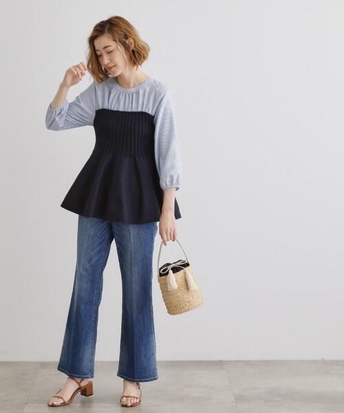 grove（グローブ）の「◆ラフィアバケツタッセル巾着ショルダー（ショルダーバッグ・レディース・ブラック/アイボリー・00）」の4枚目の写真