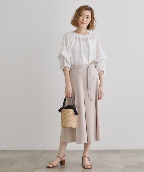 grove（グローブ）の「◆ラフィアバケツタッセル巾着ショルダー（ショルダーバッグ・レディース・ブラック/アイボリー・00）」の7枚目の写真