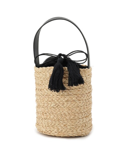grove（グローブ）の「◆ラフィアバケツタッセル巾着ショルダー（ショルダーバッグ・レディース・ブラック/アイボリー・00）」の10枚目の写真