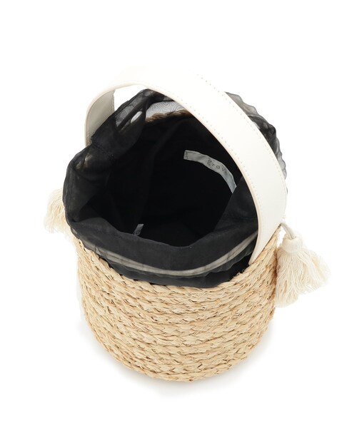 grove（グローブ）の「◆ラフィアバケツタッセル巾着ショルダー（ショルダーバッグ・レディース・ブラック/アイボリー・00）」の14枚目の写真