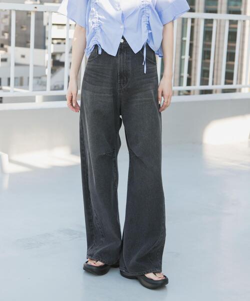 SENSE OF PLACE by URBAN RESEARCH（センスオブプレイスバイアーバンリサーチ）の「カーブデニム（デニムパンツ・レディース・インディゴブルー/ピンク/ライトインディゴブルー/グレー/ワンウォッシュ・LARGE/MEDIUM/SMALL）」の2枚目の写真