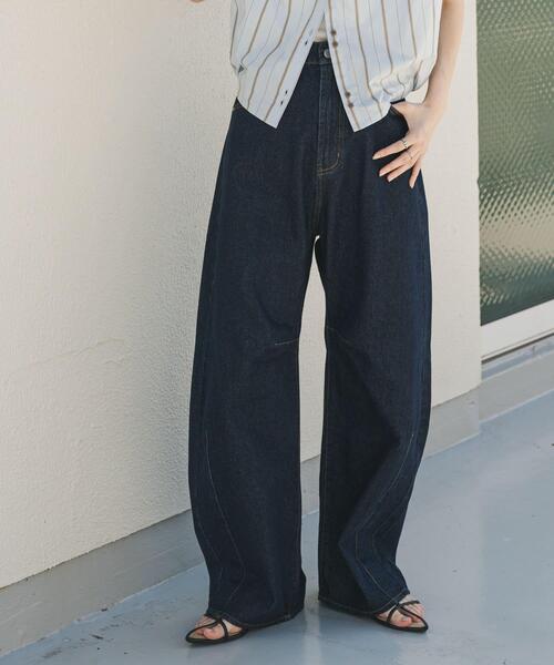 SENSE OF PLACE by URBAN RESEARCH（センスオブプレイスバイアーバンリサーチ）の「カーブデニム（デニムパンツ・レディース・インディゴブルー/ピンク/ライトインディゴブルー/グレー/ワンウォッシュ・LARGE/MEDIUM/SMALL）」の5枚目の写真