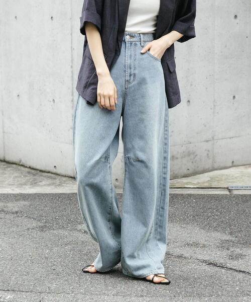 SENSE OF PLACE by URBAN RESEARCH（センスオブプレイスバイアーバンリサーチ）の「カーブデニム（デニムパンツ・レディース・インディゴブルー/ピンク/ライトインディゴブルー/グレー/ワンウォッシュ・LARGE/MEDIUM/SMALL）」の8枚目の写真