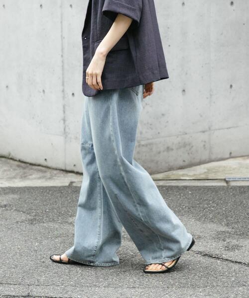 SENSE OF PLACE by URBAN RESEARCH（センスオブプレイスバイアーバンリサーチ）の「カーブデニム（デニムパンツ・レディース・インディゴブルー/ピンク/ライトインディゴブルー/グレー/ワンウォッシュ・LARGE/MEDIUM/SMALL）」の9枚目の写真
