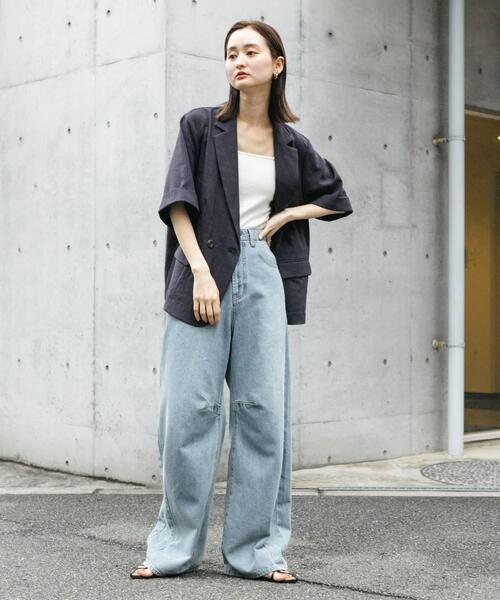 SENSE OF PLACE by URBAN RESEARCH（センスオブプレイスバイアーバンリサーチ）の「カーブデニム（デニムパンツ・レディース・インディゴブルー/ピンク/ライトインディゴブルー/グレー/ワンウォッシュ・LARGE/MEDIUM/SMALL）」の11枚目の写真