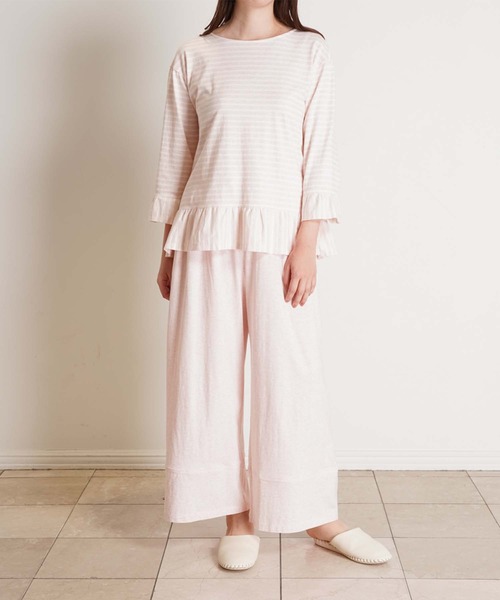 KID BLUE（キッドブルー）の「キッドブルー -２５コンビボーダー天竺 -8分袖トップス -KRBN536 -kidblue（Tシャツ/カットソー・レディース・ライトグレー/ピンク・M）」の10枚目の写真