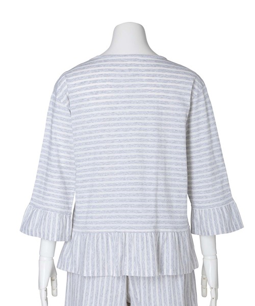 KID BLUE（キッドブルー）の「キッドブルー -２５コンビボーダー天竺 -8分袖トップス -KRBN536 -kidblue（Tシャツ/カットソー・レディース・ライトグレー/ピンク・M）」の6枚目の写真
