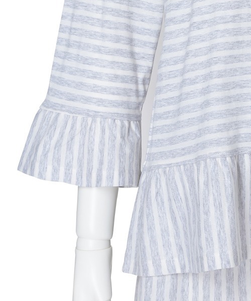 KID BLUE（キッドブルー）の「キッドブルー -２５コンビボーダー天竺 -8分袖トップス -KRBN536 -kidblue（Tシャツ/カットソー・レディース・ライトグレー/ピンク・M）」の8枚目の写真