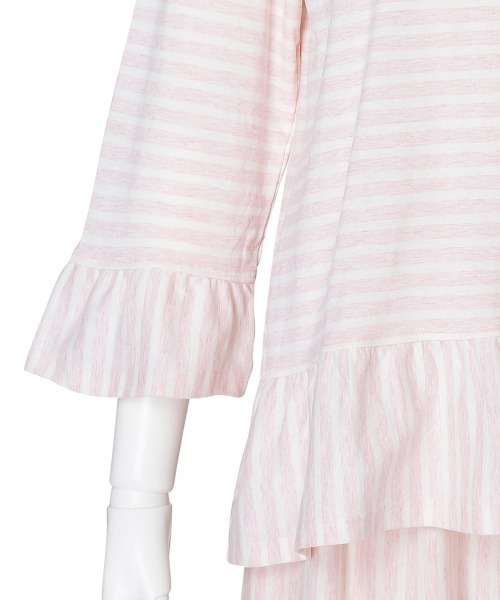 KID BLUE（キッドブルー）の「キッドブルー -２５コンビボーダー天竺 -8分袖トップス -KRBN536 -kidblue（Tシャツ/カットソー・レディース・ライトグレー/ピンク・M）」の4枚目の写真