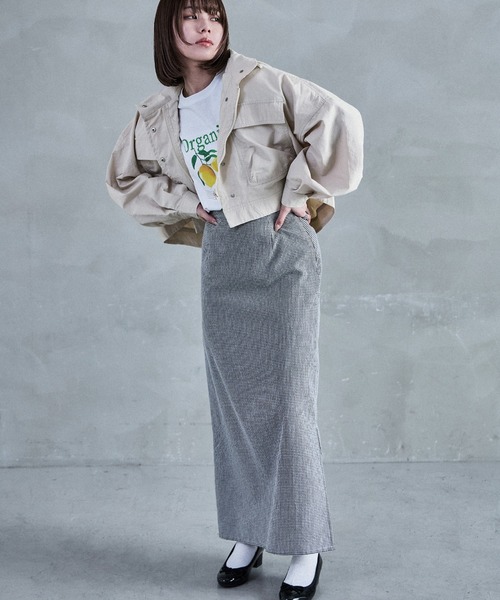 Fashion Letter（ファッションレター）の「スタンドカラー ショート丈ナイロンジャケット（ブルゾン・レディース・アイボリー/グレイッシュベージュ/カーキ/ブラック・M）」の5枚目の写真