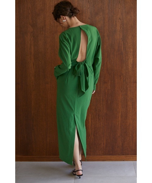 Estella.K（エステラケー）の「Arielle Open Back Dress オープンバックドルマンロングドレス（ワンピース・レディース・グリーン/ブラック・FREE）」の11枚目の写真
