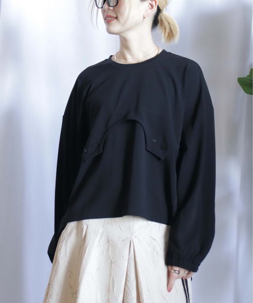 BITTOKO（ビットコ）の「すそドロスト変形Tシャツ（Tシャツ/カットソー・レディース・サックスブルー/ブラック/ホワイト・FREE）」の6枚目の写真