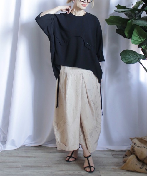 BITTOKO（ビットコ）の「すそドロスト変形Tシャツ（Tシャツ/カットソー・レディース・サックスブルー/ブラック/ホワイト・FREE）」の7枚目の写真