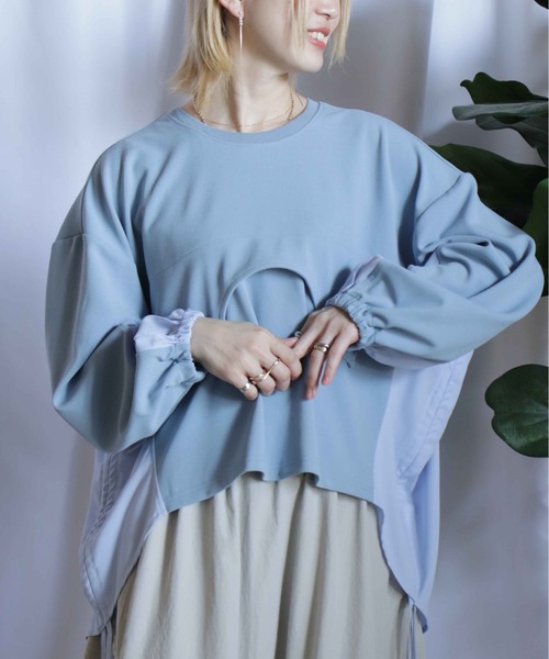 BITTOKO（ビットコ）の「すそドロスト変形Tシャツ（Tシャツ/カットソー・レディース・サックスブルー/ブラック/ホワイト・FREE）」の22枚目の写真