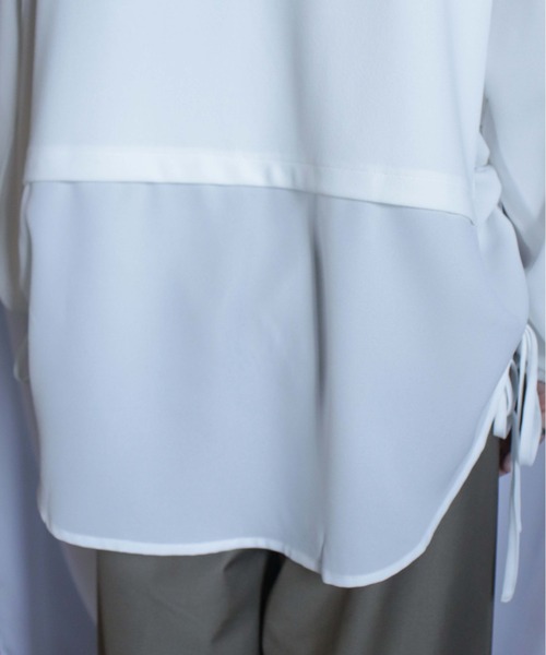 BITTOKO（ビットコ）の「すそドロスト変形Tシャツ（Tシャツ/カットソー・レディース・サックスブルー/ブラック/ホワイト・FREE）」の4枚目の写真