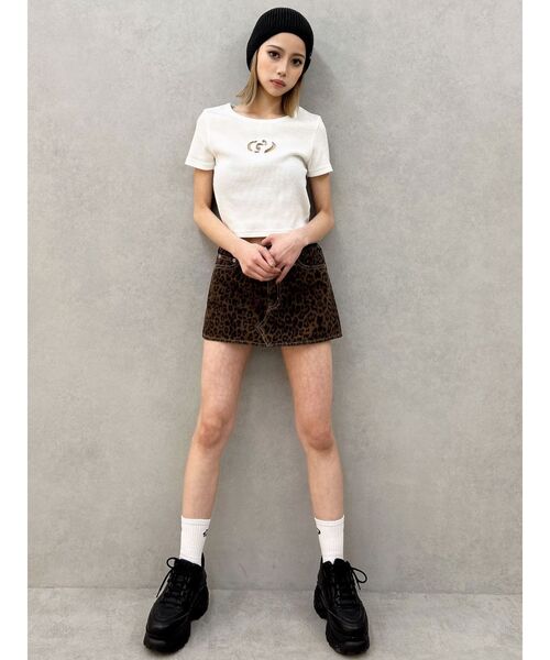 GYDA(ジェイダ)の「GDカットアウトハーフスリーブテレコトップス(Tシャツ/カットソー・レディース・ブラック/ライム/ピンク/オフホワイト・FREE)」の21枚目の写真