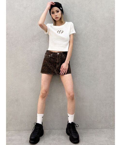 GYDA(ジェイダ)の「GDカットアウトハーフスリーブテレコトップス(Tシャツ/カットソー・レディース・ブラック/ライム/ピンク/オフホワイト・FREE)」の22枚目の写真