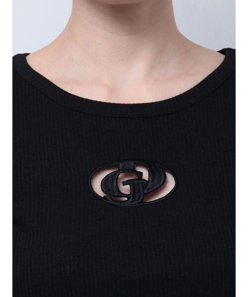 GYDA(ジェイダ)の「GDカットアウトハーフスリーブテレコトップス(Tシャツ/カットソー・レディース・ブラック/ライム/ピンク/オフホワイト・FREE)」の8枚目の写真