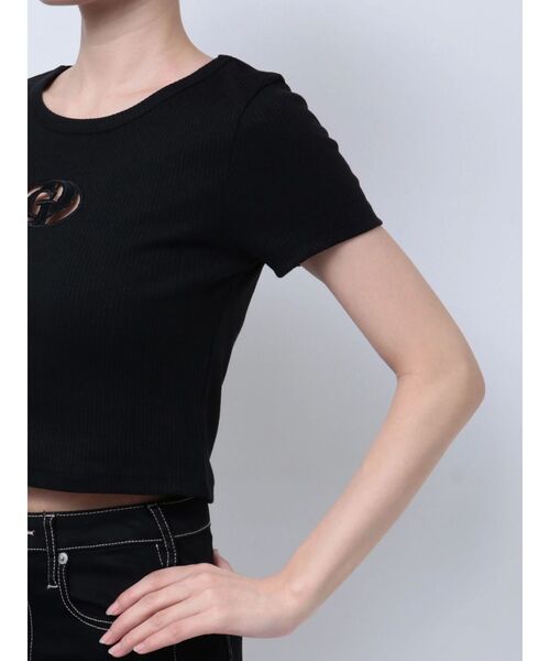 GYDA(ジェイダ)の「GDカットアウトハーフスリーブテレコトップス(Tシャツ/カットソー・レディース・ブラック/ライム/ピンク/オフホワイト・FREE)」の9枚目の写真