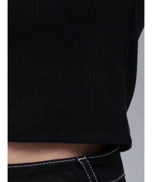 GYDA(ジェイダ)の「GDカットアウトハーフスリーブテレコトップス(Tシャツ/カットソー・レディース・ブラック/ライム/ピンク/オフホワイト・FREE)」の10枚目の写真