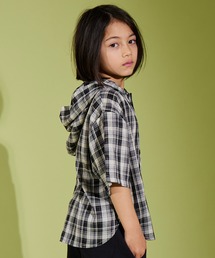 PAIRMANON STREET（ペアマノンストリート）の「【PAIRMANON STREET】フード付き 半袖 オーバーサイズ チェックシャツ（シャツ/ブラウス・キッズ）」