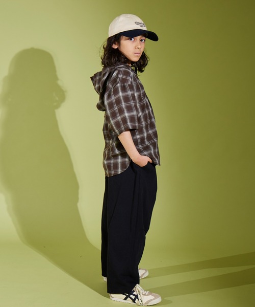 PAIRMANON STREET(ペアマノンストリート)の「【PAIRMANON STREET】フード付き 半袖 オーバーサイズ チェックシャツ(シャツ/ブラウス・キッズ・ブラック/ブラウン/ホワイト・110/130/100/150/90/160/140/120)」の12枚目の写真