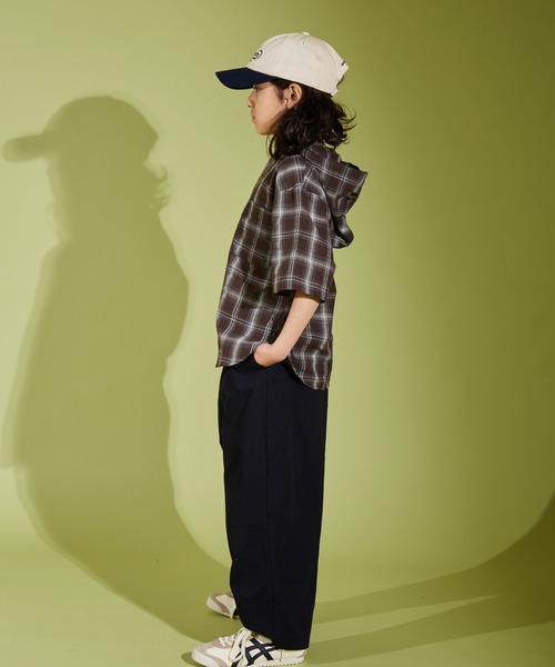 PAIRMANON STREET(ペアマノンストリート)の「【PAIRMANON STREET】フード付き 半袖 オーバーサイズ チェックシャツ(シャツ/ブラウス・キッズ・ブラック/ブラウン/ホワイト・110/130/100/150/90/160/140/120)」の15枚目の写真