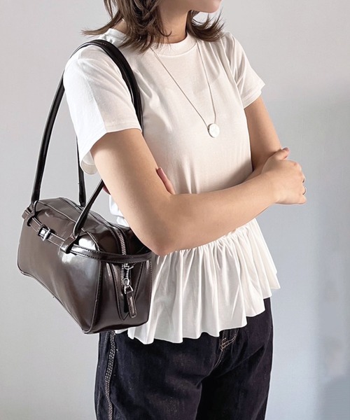 Jewelobe(ジュエローブ)の「ベーシックTシャツ×ペプラムフリルセットアップ(Tシャツ/カットソー・レディース・ホワイト/ブラック/グレー・FREE)」の7枚目の写真