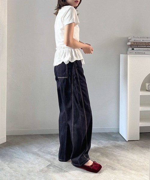 Jewelobe(ジュエローブ)の「ベーシックTシャツ×ペプラムフリルセットアップ(Tシャツ/カットソー・レディース・ホワイト/ブラック/グレー・FREE)」の8枚目の写真