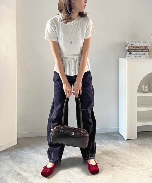 Jewelobe(ジュエローブ)の「ベーシックTシャツ×ペプラムフリルセットアップ(Tシャツ/カットソー・レディース・ホワイト/ブラック/グレー・FREE)」の9枚目の写真