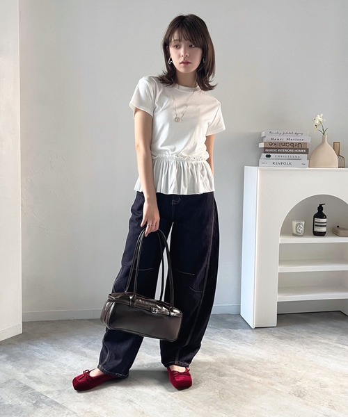 Jewelobe(ジュエローブ)の「ベーシックTシャツ×ペプラムフリルセットアップ(Tシャツ/カットソー・レディース・ホワイト/ブラック/グレー・FREE)」の10枚目の写真