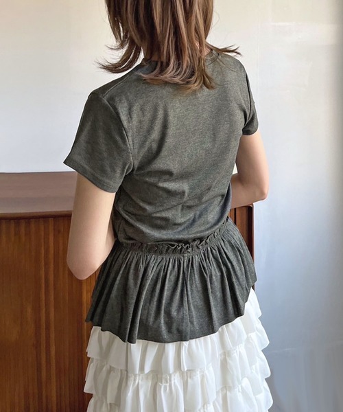 Jewelobe(ジュエローブ)の「ベーシックTシャツ×ペプラムフリルセットアップ(Tシャツ/カットソー・レディース・ホワイト/ブラック/グレー・FREE)」の15枚目の写真