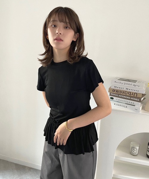 Jewelobe(ジュエローブ)の「ベーシックTシャツ×ペプラムフリルセットアップ(Tシャツ/カットソー・レディース・ホワイト/ブラック/グレー・FREE)」の20枚目の写真