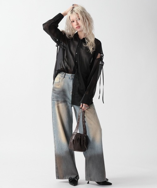 FOREVER 21（フォーエバー トゥエンティーワン）の「【2025SS】グラデーション加工ワイドデニム（デニムパンツ・レディース・ブルー/ブラック・SMALL/MEDIUM）」の14枚目の写真