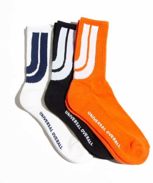 UNIVERSAL OVERALL（ユニバーサルオーバーオール）の「【3足セット】【UNIVERSAL OVERALL/ユニバーサルオーバーオール】ロゴ ソックス（ソックス/靴下・メンズ・ホワイト系その他6/ホワイト系その他5/アイボリー/キナリ/ホワイト系その他4/ホワイト系その他2・FREE）」の2枚目の写真