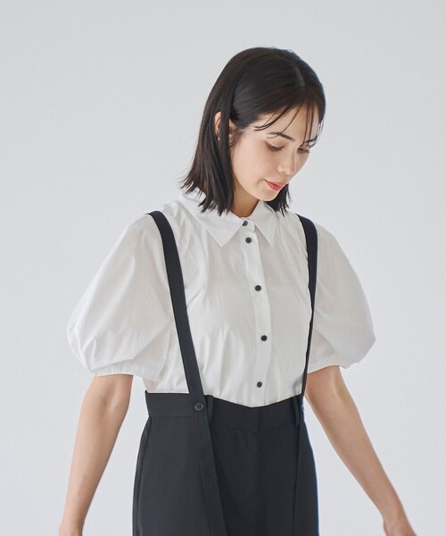 RONEL（ロネル）の「コクーン半袖フレアブラウス（シャツ/ブラウス・レディース・ダークグリーン/ブラック/ホワイト・M/S）」の5枚目の写真
