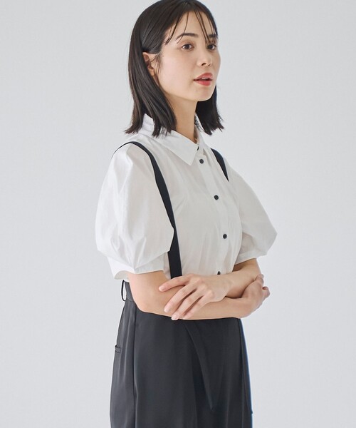 RONEL（ロネル）の「コクーン半袖フレアブラウス（シャツ/ブラウス・レディース・ダークグリーン/ブラック/ホワイト・M/S）」の7枚目の写真
