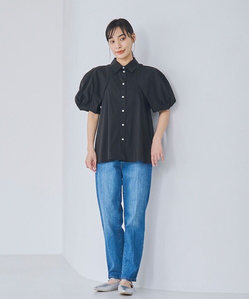 RONEL（ロネル）の「コクーン半袖フレアブラウス（シャツ/ブラウス・レディース・ダークグリーン/ブラック/ホワイト・M/S）」の19枚目の写真