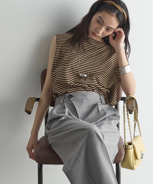 THE YOn（ザヨン）の「フリルビスチェセットフレンチスリーブT（Tシャツ/カットソー・レディース・ブラック×ホワイト/ダークブラウン/ライム/ベージュ・FREE）」の12枚目の写真