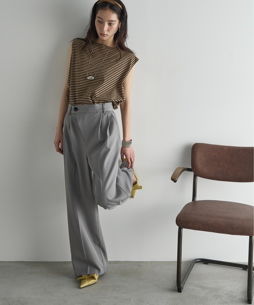 THE YOn（ザヨン）の「フリルビスチェセットフレンチスリーブT（Tシャツ/カットソー・レディース・ブラック×ホワイト/ダークブラウン/ライム/ベージュ・FREE）」の9枚目の写真