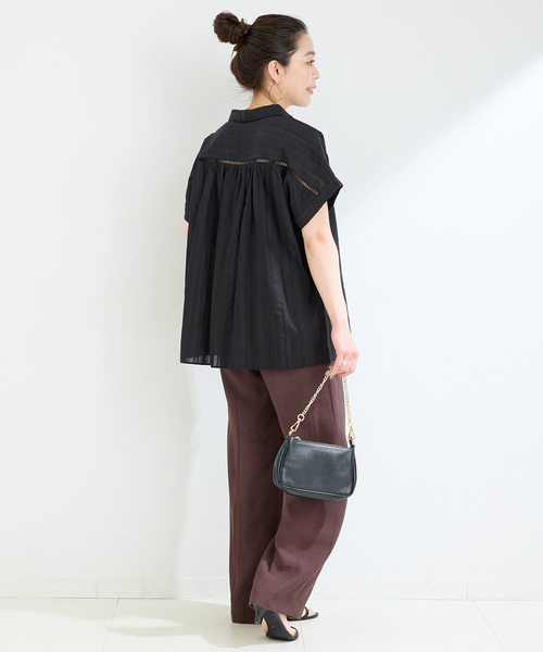 B.C STOCK(ベーセーストック)の「ウォッシャブル / シャドストドルマンフレンチエンブシャツ(シャツ/ブラウス・レディース・ブラック/ホワイト・FREE)」の5枚目の写真