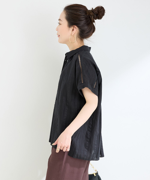 B.C STOCK(ベーセーストック)の「ウォッシャブル / シャドストドルマンフレンチエンブシャツ(シャツ/ブラウス・レディース・ブラック/ホワイト・FREE)」の7枚目の写真
