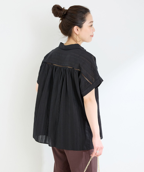 B.C STOCK(ベーセーストック)の「ウォッシャブル / シャドストドルマンフレンチエンブシャツ(シャツ/ブラウス・レディース・ブラック/ホワイト・FREE)」の8枚目の写真