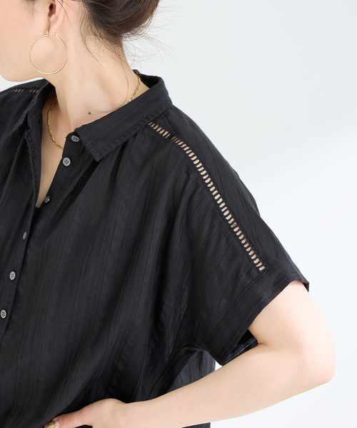 B.C STOCK(ベーセーストック)の「ウォッシャブル / シャドストドルマンフレンチエンブシャツ(シャツ/ブラウス・レディース・ブラック/ホワイト・FREE)」の10枚目の写真