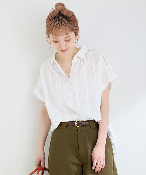 B.C STOCK(ベーセーストック)の「ウォッシャブル / シャドストドルマンフレンチエンブシャツ(シャツ/ブラウス・レディース・ブラック/ホワイト・FREE)」の14枚目の写真