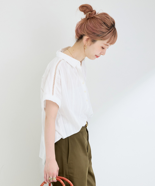 B.C STOCK(ベーセーストック)の「ウォッシャブル / シャドストドルマンフレンチエンブシャツ(シャツ/ブラウス・レディース・ブラック/ホワイト・FREE)」の16枚目の写真