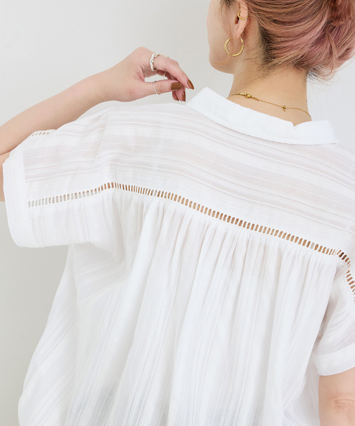 B.C STOCK(ベーセーストック)の「ウォッシャブル / シャドストドルマンフレンチエンブシャツ(シャツ/ブラウス・レディース・ブラック/ホワイト・FREE)」の18枚目の写真