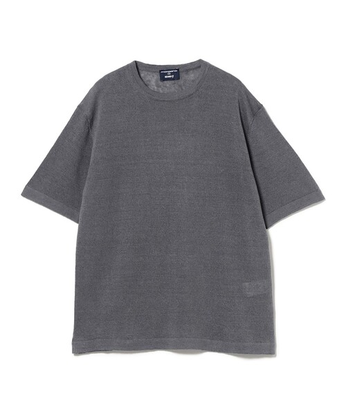 MORGANO（モルガーノ）の「【別注】MORGANO / リネンコットン クルーネック ニットTシャツ（Tシャツ/カットソー・メンズ・ブラック/チャコールグレー/パープル系その他6・44/46/48/50）」の2枚目の写真